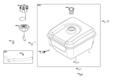 Fuel Supply Group Diagram and Parts List for 25V332-0006-F1 200000 - 399999 Briggs and Stratton Engine